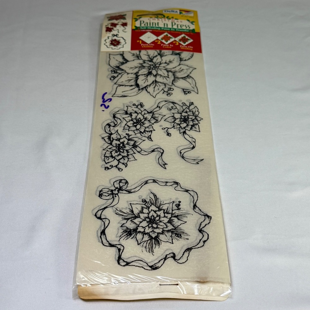 Delta Paint‎ n Press Poinsettia Medley Christmas Transfers Vintage 1998